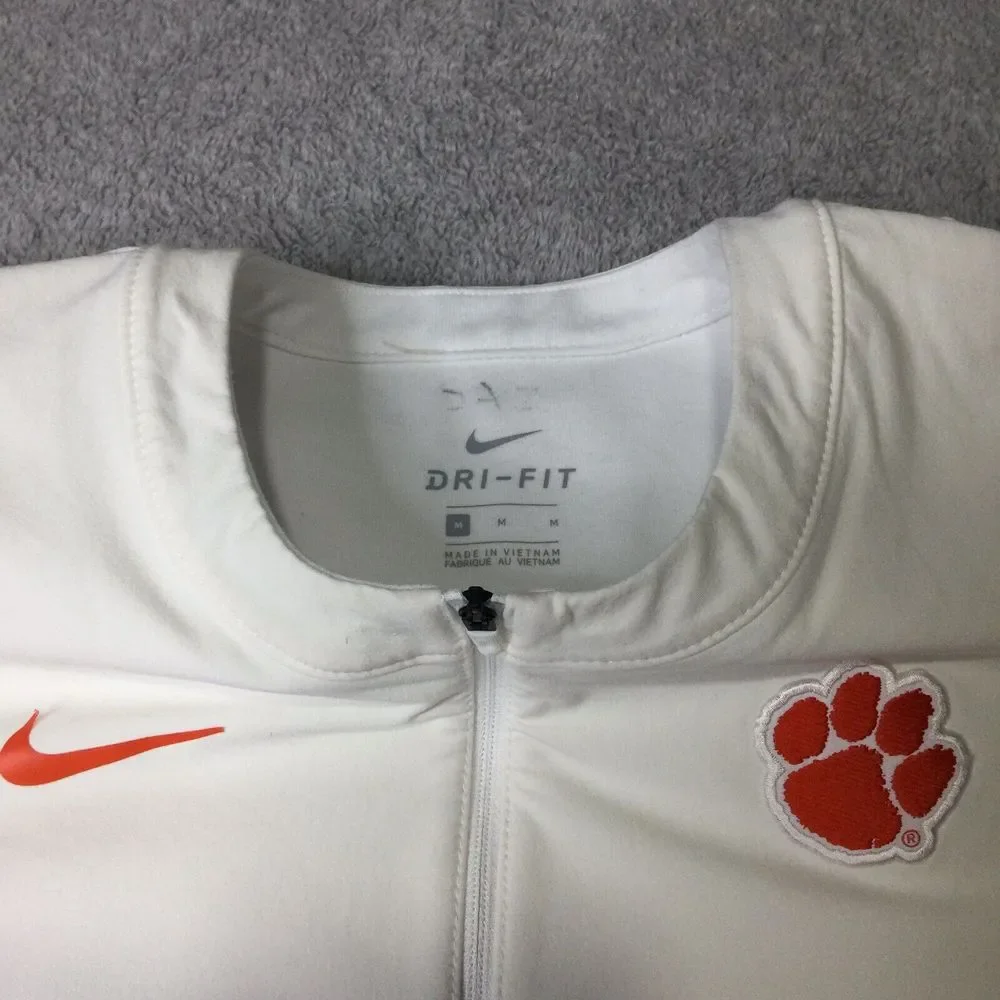 Nike Dri-Fit Clemson Tigers White 1/4 Zip M Men's Fitness Golf Training Pullover